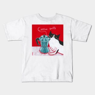 Kitty Doing The Coffee Sniffs Kids T-Shirt